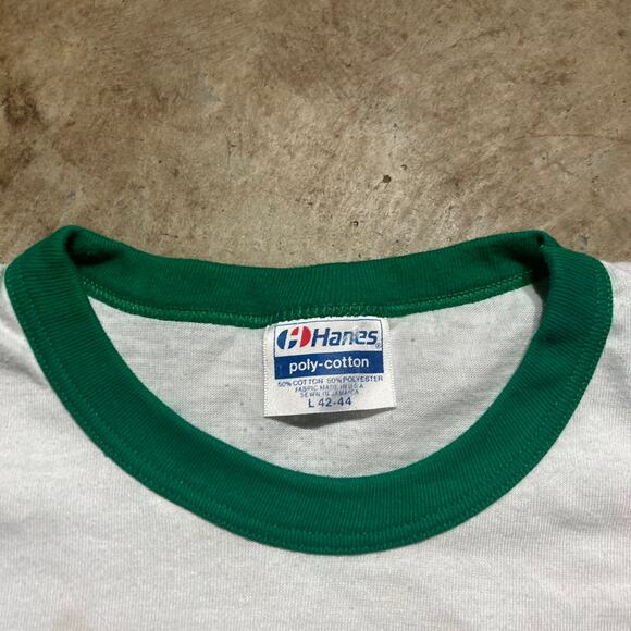 Vintage 80s Saint John's Hurricanes White/Green Ringer Shirt - Picture 4 of 4